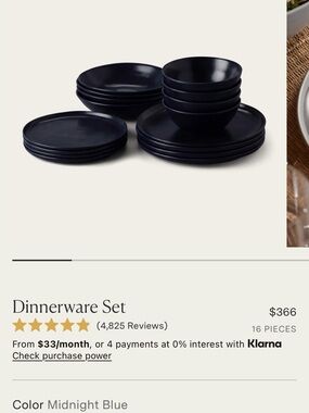 Midnight Blue Dinnerware Set - Semi-Matte Finish